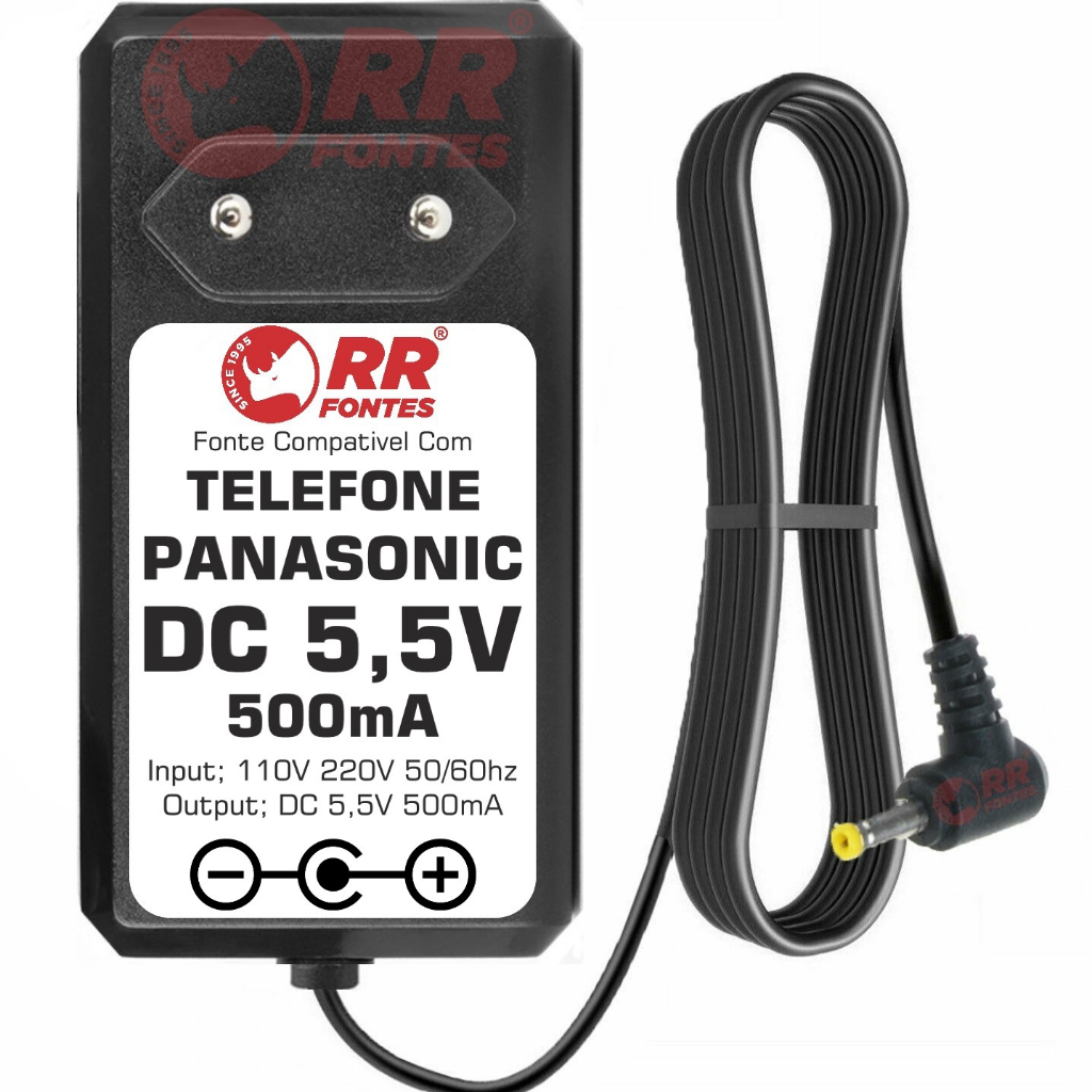 Fonte DC 5,5V Para Telefone Sem Fio Panasonic PNLV236