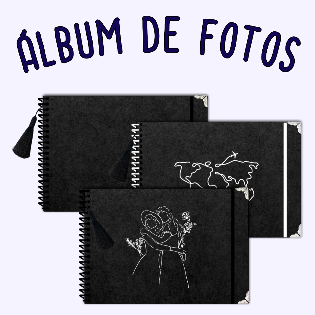 Álbum de Fotos Preto A5 (15x20cm) 40 Páginas