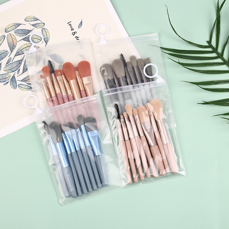 Kit 8 Conjunto De Pincéis De Maquiagem Para Base Corretivo Estojo Transparente Para Viagem