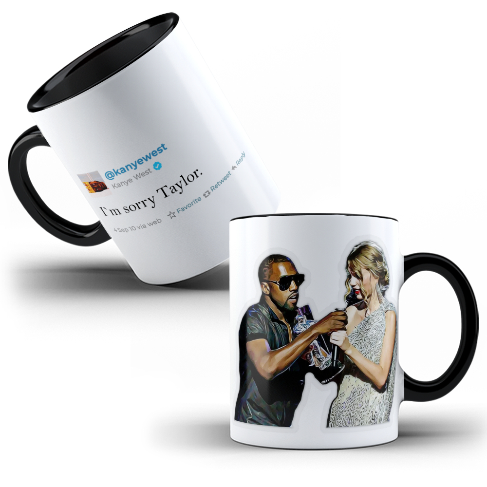 Caneca de Porcelana Tweet I`m Sorry Taylor Swift Kanye West VMA 2009 em Oferta na Shopee