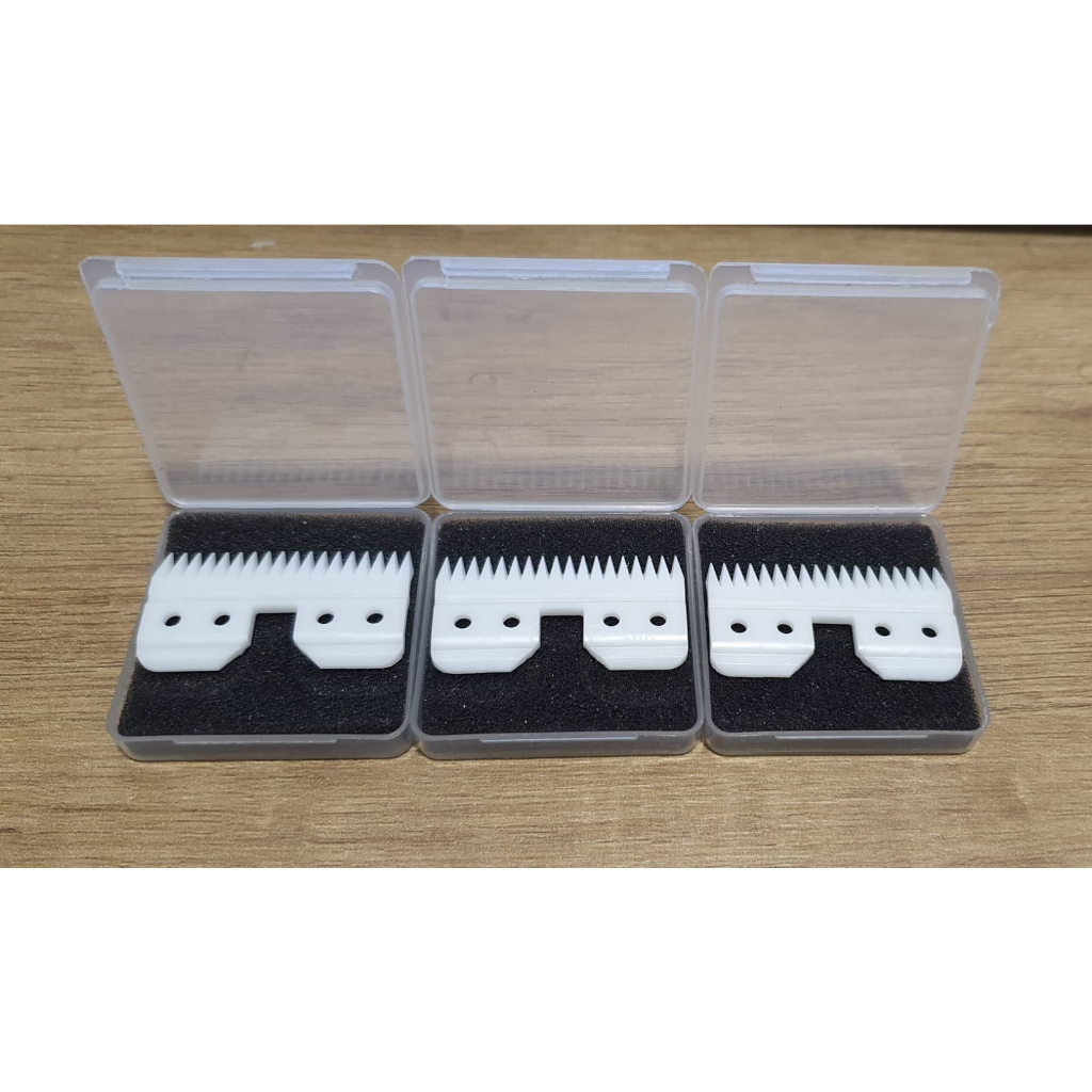 Kit com 3 Lâminas Cerâmica Pet 3f 4f 5f 7f 10 compatível Oster Andis Wahl 18 Dentes Envio Imediato
