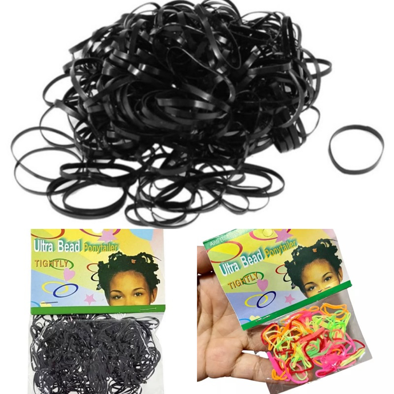 Elástico mini de silicone rabicó prendedor de cabelos preto e colorido pacotinho