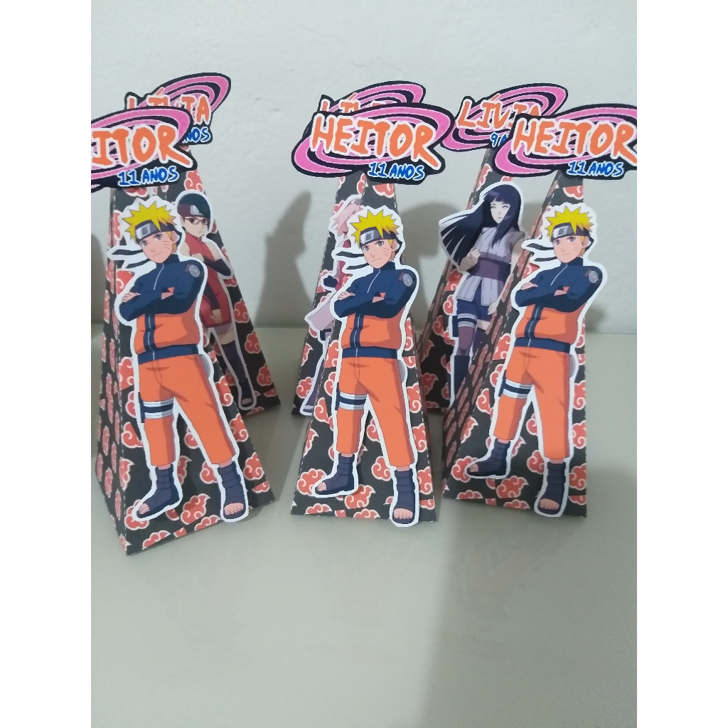 Lembrancinhas para Festa - Aniversário-  Personalizados - Kit Festa Infantil -  Caixa Pirâmide - Naruto  - 10 unidades