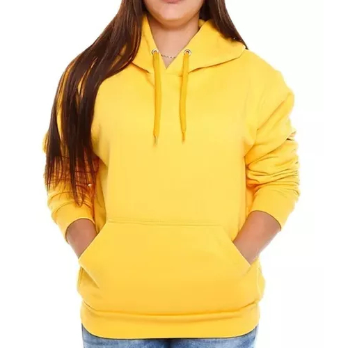 Moletom Canguru Feminino Quentinho Flanelado Liso Amarelo