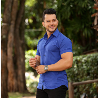 Camisa Social Masculina Manga Curta Slim Promoção