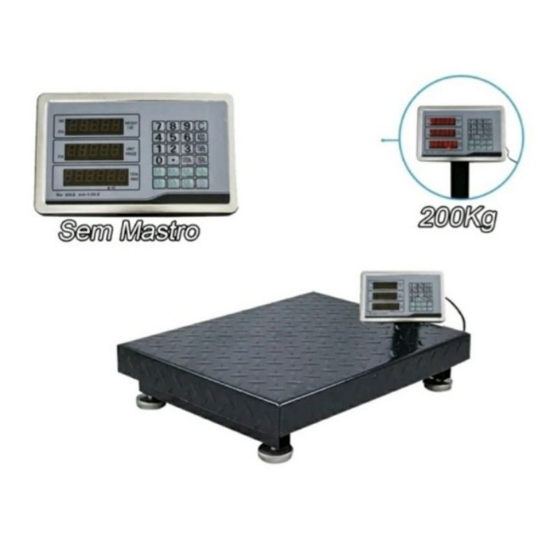 Balança de plataforma 30x40cm 200kg painel digital sem mastro