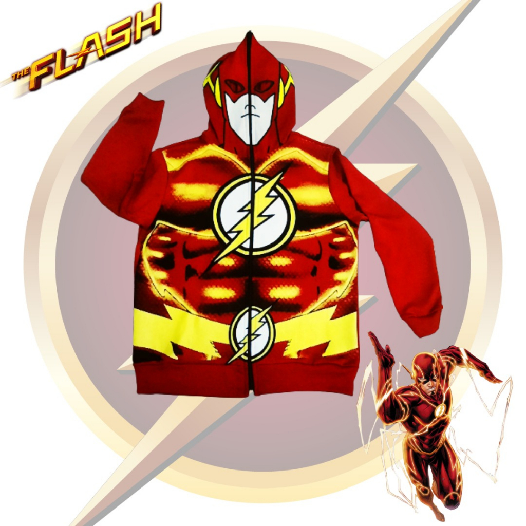 Blusa Moletom infantil Flash com Capuz/Máscara