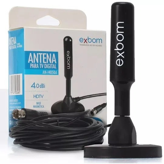 Antena Digital Televisão Amplificada Hd tv Interna Externa Portatil Fio 5Mts Base Imã Uhf 4k uhd