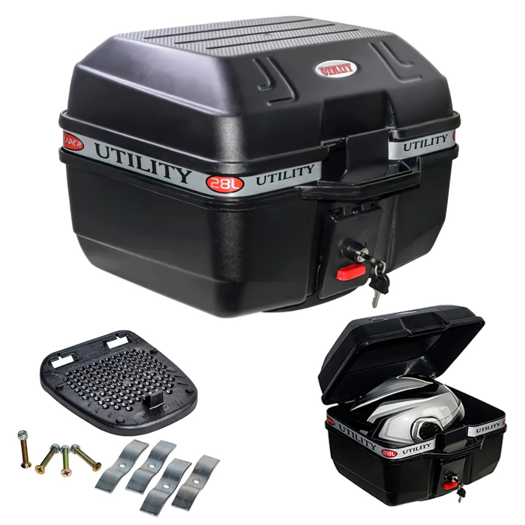 Baú Moto Bauleto Universal 28 Litros Utility Glider Com Base Reforçada