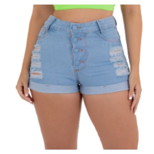Short Jeans Feminino bermuda destroyed Jeans Premium Da moda  100% Algodão  Hot Pants  Tendência