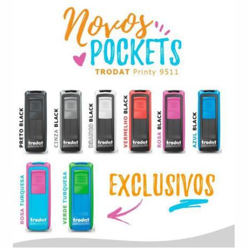 Carimbo Personalizado de Bolso Trodat Pocket Printy 9511 - 14x38mm em Oferta na Shopee