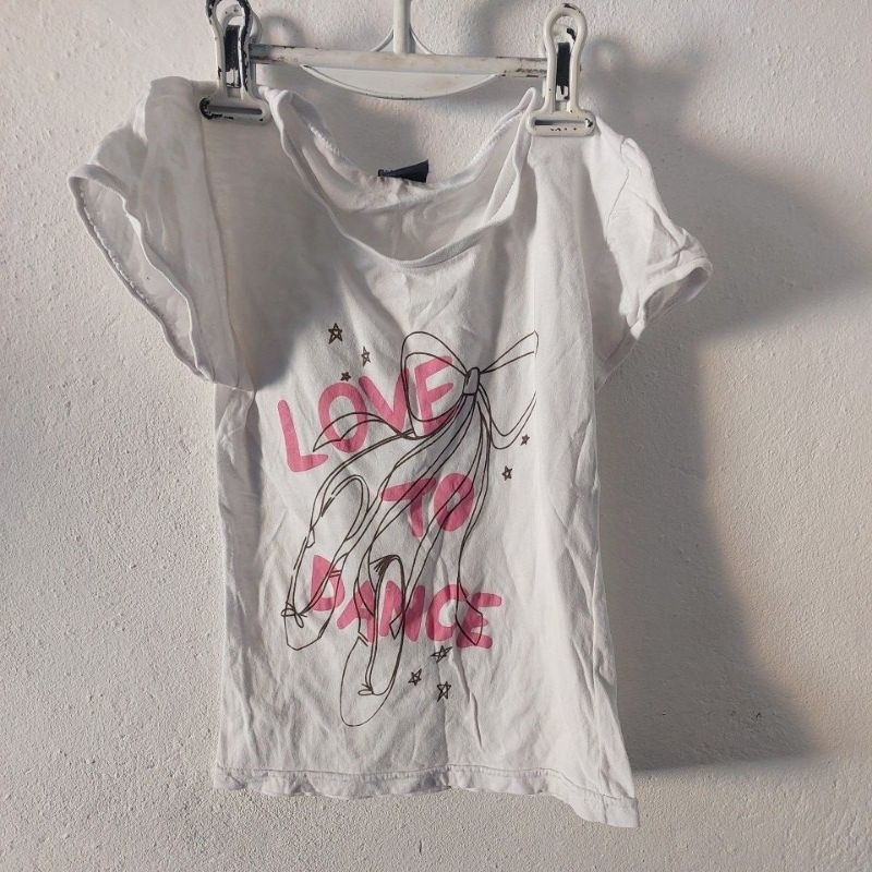 Camisa  branca  basic Love to dance usado infantil  tamanho 8