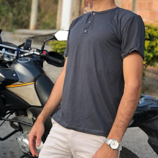 Camisa Masculina Henley Manga Curta IFB