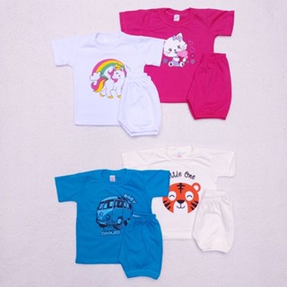 Conjunto Bebê KIT 4 Peças (2 Blusas + 2 Short) 100%Algodão