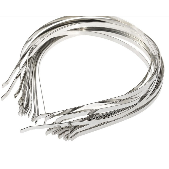 12 Tiara Arco Acessório Base Metal Prata Níquel 4mm
