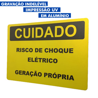 Placa Geração Propria Cuidado Risco De Choque Aluminio Cpfl 25x18cm em Oferta na Shopee