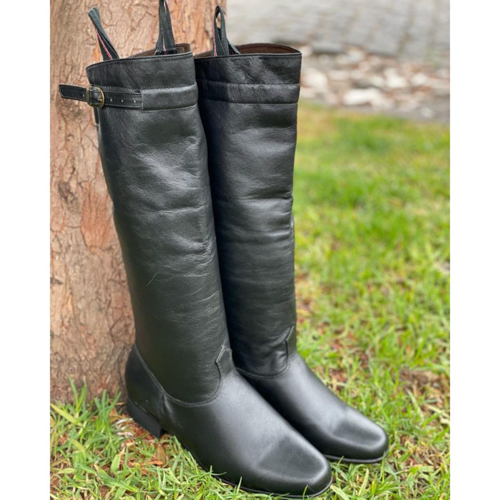 Bota Country Gaúcha Campeira Lince Preta Solado Em Couro Para Dança