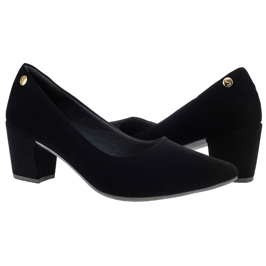Sapato Social Scarpin Bico Fino Nobuck Luxo Festa Shekinah Confort Boneca Salto Baixo Quadrado Bloco em Oferta na Shopee