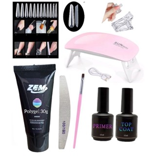 KIT POLYGEL+ Mini Cabine Sun UV + Top Coat e Primer + Poligel GRANDE 30ml + Lixa - Kit Polygel completo - Polygel kit