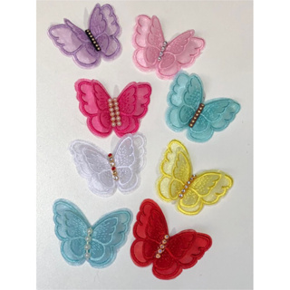 Aplique Tule BORBOLETA BORDADA 3D DUPLA (Pacotes com 2, 4, 6 ou 10 Unidades) para Laços e Tiaras em Oferta na Shopee
