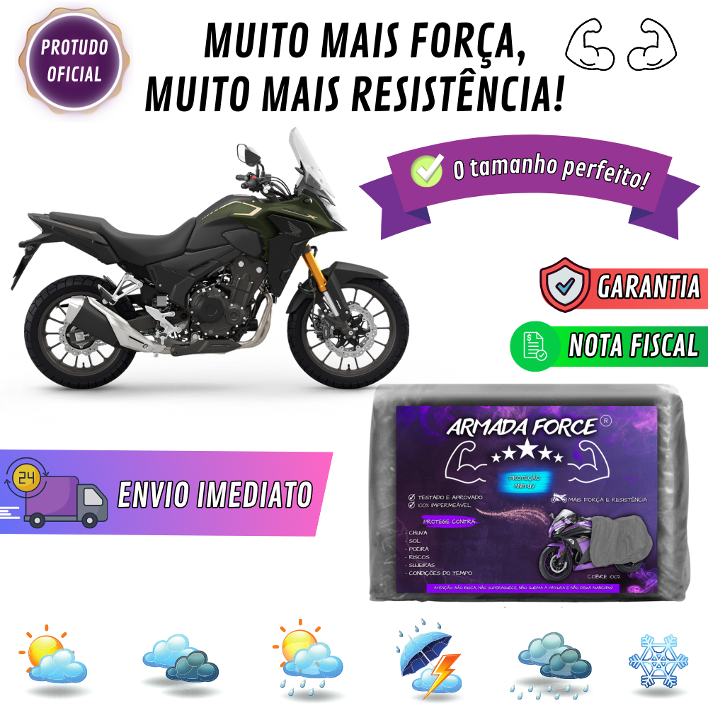 Capa Pra Moto HONDA CB-500X Sem Forro 100% Impermeável Armada Force Protege Sol Chuva Poeira Anti-UV