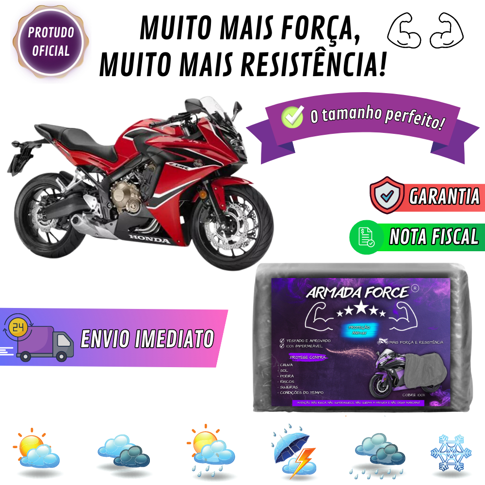 Capa Pra HONDA CBR 650F Sem Forro 100% Impermeável Armada Force Protege Sol Chuva Poeira Anti-UV