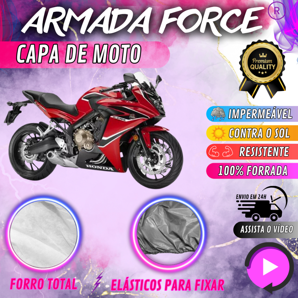 Capa para Cobrir Moto HONDA CBR 650F 100% Forrada Armada Force Impermeável Protege Sol Chuva Poeira
