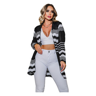 Cardigan Kimono Casaco Reto Aberto