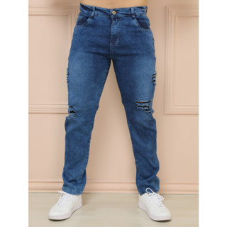Calça Jeans Masculina Rasgado Slim Elastano#CR361