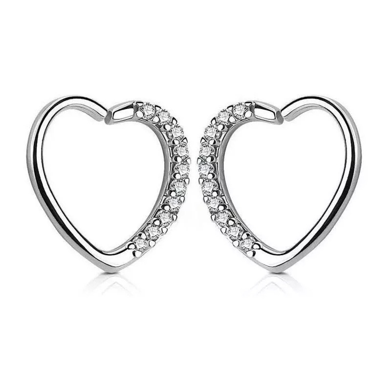 Kit 2pçs Piercing coração com zircônias daith  helix cravejado