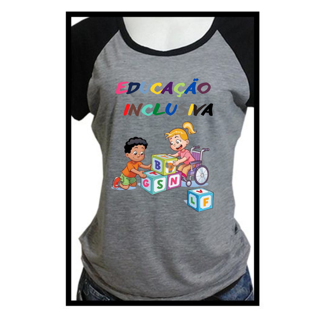 camiseta baby look educação inclusiva M0230 em Oferta na Shopee