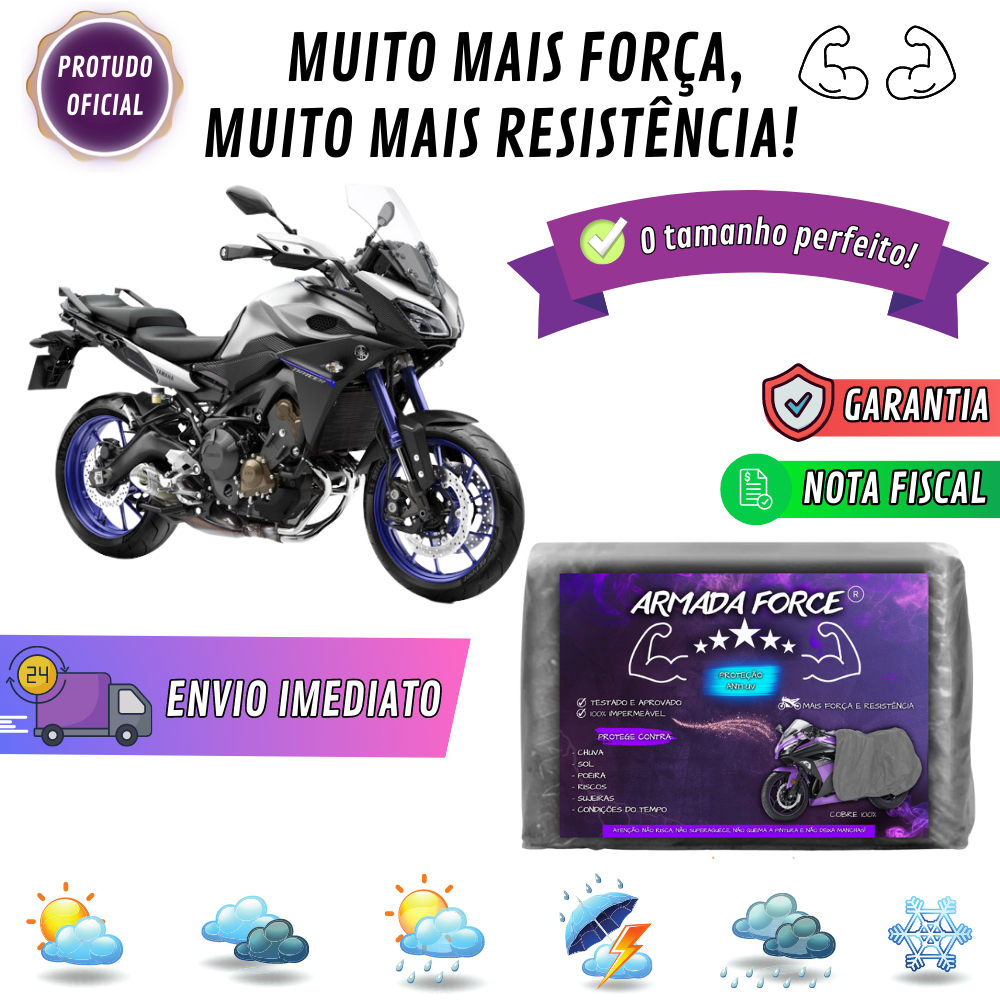Capa Pra YAMAHA MT-09 TRACER Sem Forro 100% Impermeável Armada Force Protege Sol Chuva Poeira nti-UV