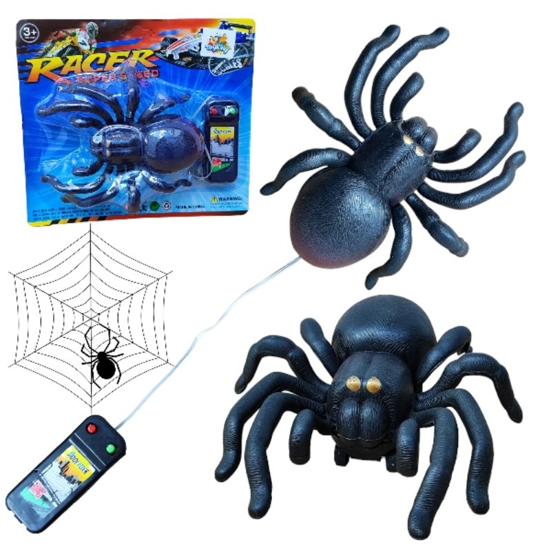 aranha com movimento por controle remoto brincadeira de susto pegadinha halloween