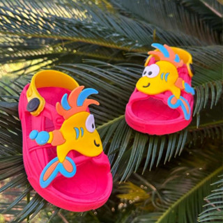 Papete Sandália Infantil Menina Peixe Rosa Antiderrapante Macia