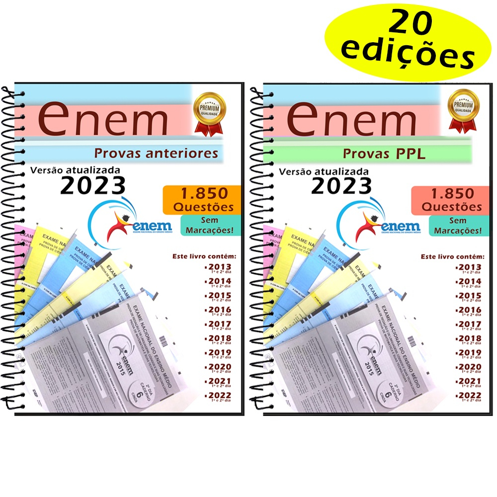 Kit Enem provas anteriores Normal + PPL 2014 a 2023 + gabaritos