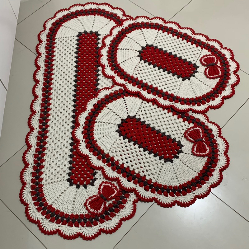 JOGO DE TAPETE EM CROCHÊ ELAINE 🎀