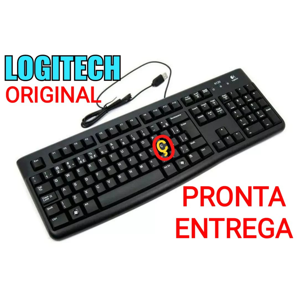 Teclado Logitech K120 Com Fio USB Abnt2 com Ç NOVO Resistente Liquido português computador ORIGINAL