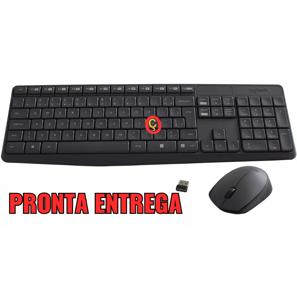 Kit Teclado e Mouse Combo Logitech Mk235 Abnt2 tecla Ç portugues Sem Fio Original Garantia Logitech do Brasil qualidade S/ Fio 920-007903 Wireless Resistente À Água