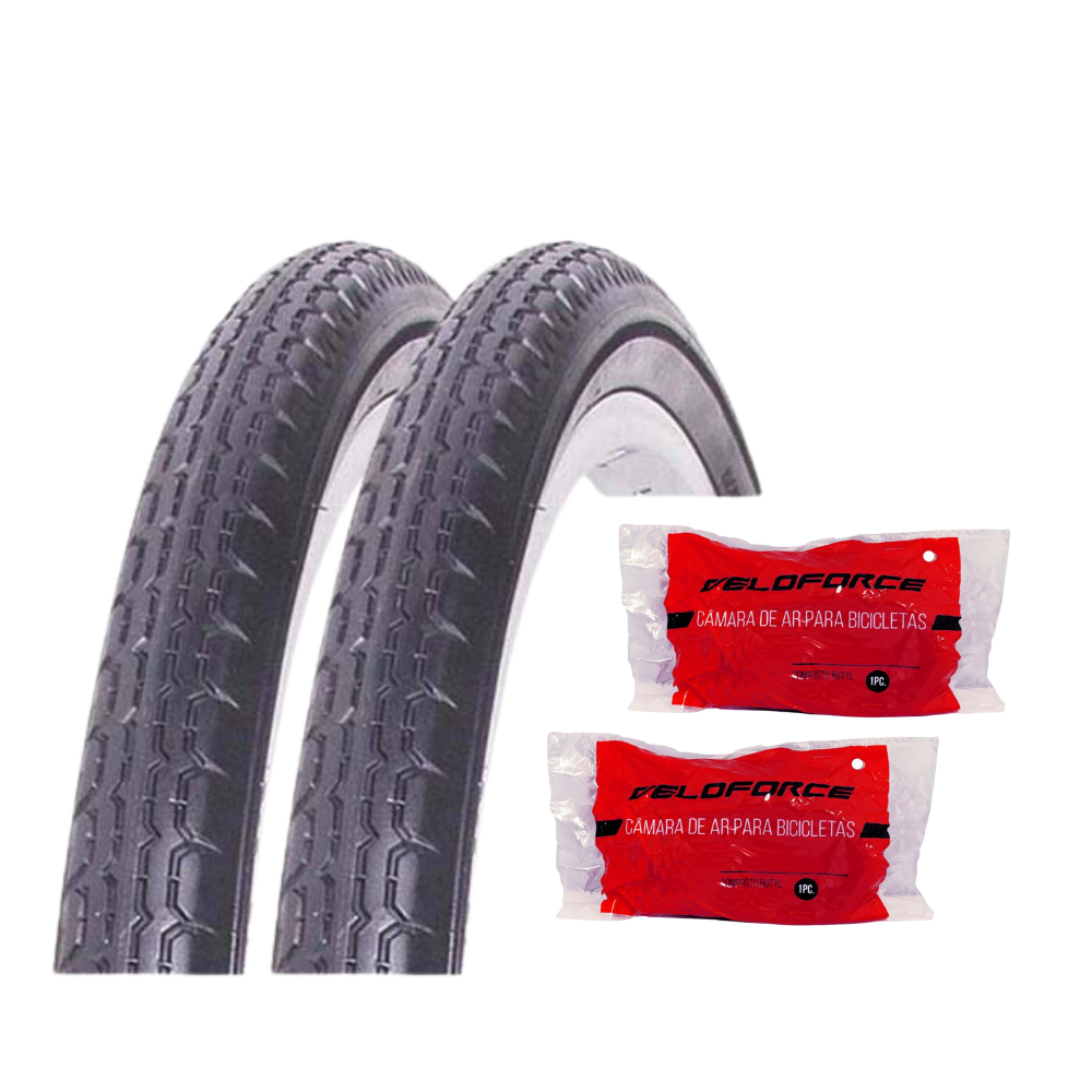 Par Pneu Aro 26x1.3/8 + Camaras Bicicleta Monark Brisa Caloi Ceci