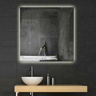 Espelho QUADRADO 50Cm X 50Cm com LED À PILHA ou COM FONTE 12V Ambiente Moderno Decoração Espelho para Banheiros