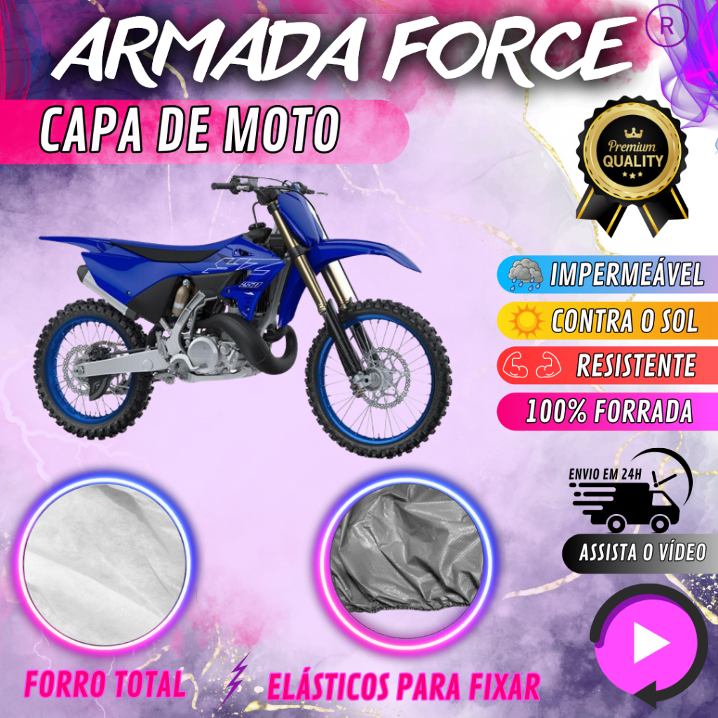 Capa para Cobrir YAMAHA YZ 250 Forro Total Armada Force 100% Impermeável Protege Sol Chuva Poeira