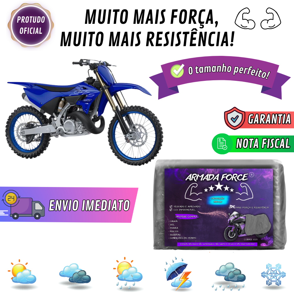 Capa Pra Moto YAMAHA YZ 250 Sem Forro 100% Impermeável Armada Force Protege Sol Chuva Poeira Anti-UV