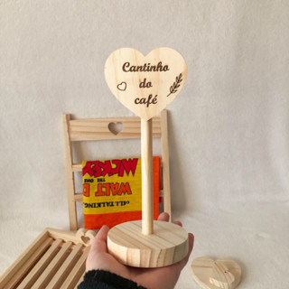 Plaquinha decorativa de mesa "cantinho do café" em madeira pinus - MB artesanatos