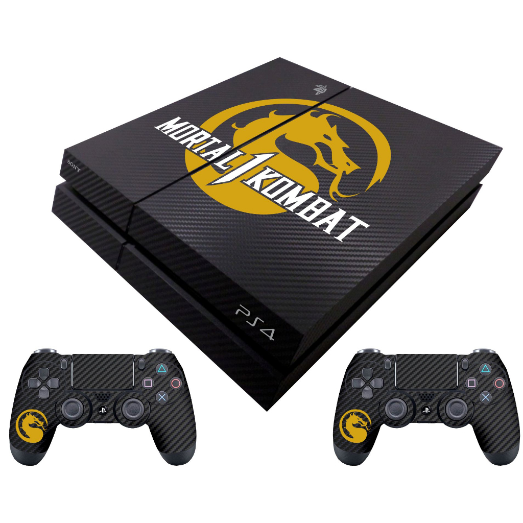 Kit Skin - Adesivo Carbono Compatível com Play 4 FAT - Modelo Mortal Kombat 1 - 2023 + 2 Skins compativel com os Controles - Transforme o seu Play 4  em uma obra-prima