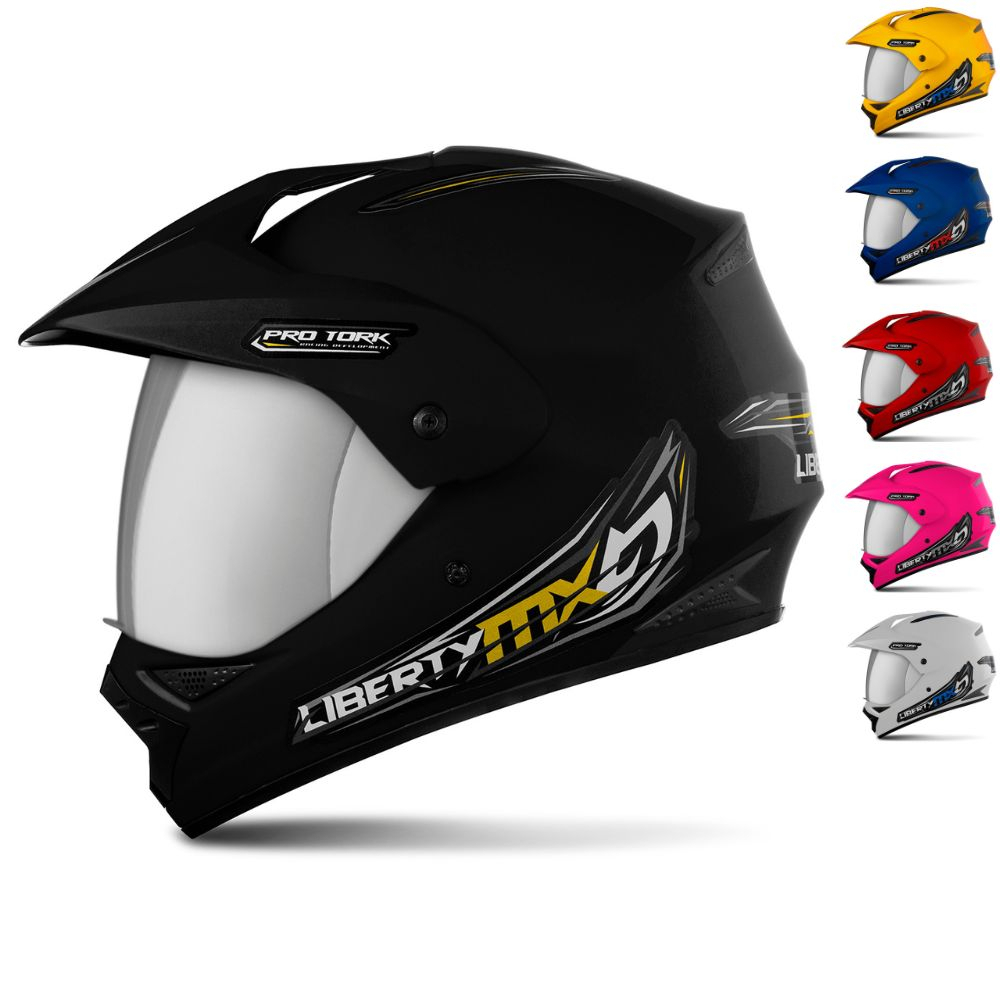 Capacete Motocross Trilha Trial Fechado Pro Tork Liberty MX Pro Vision Viseira Cromada em Oferta na Shopee
