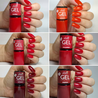 Kit 06 Esmaltes Efeito Gel Vermelhos Vibrantes Bella Brazil 804 824 825 826 827 844