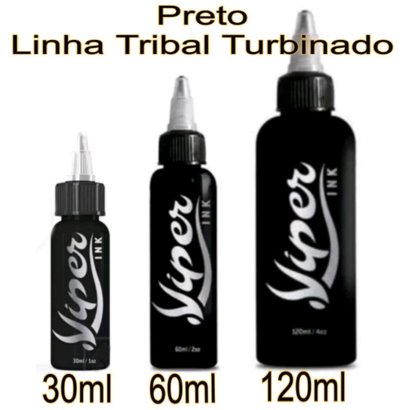 Tinta Viper Ink Preto Linha/Tribal 30ml/ 60ml/ 120ml