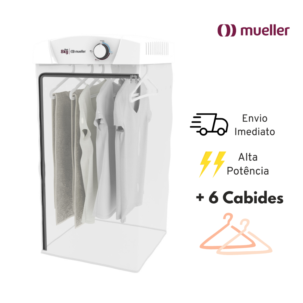 Secadora De Roupas Mueller 8Kg Sun De Parede Suspensa Branca Máquina de Secar Dobrável 220V