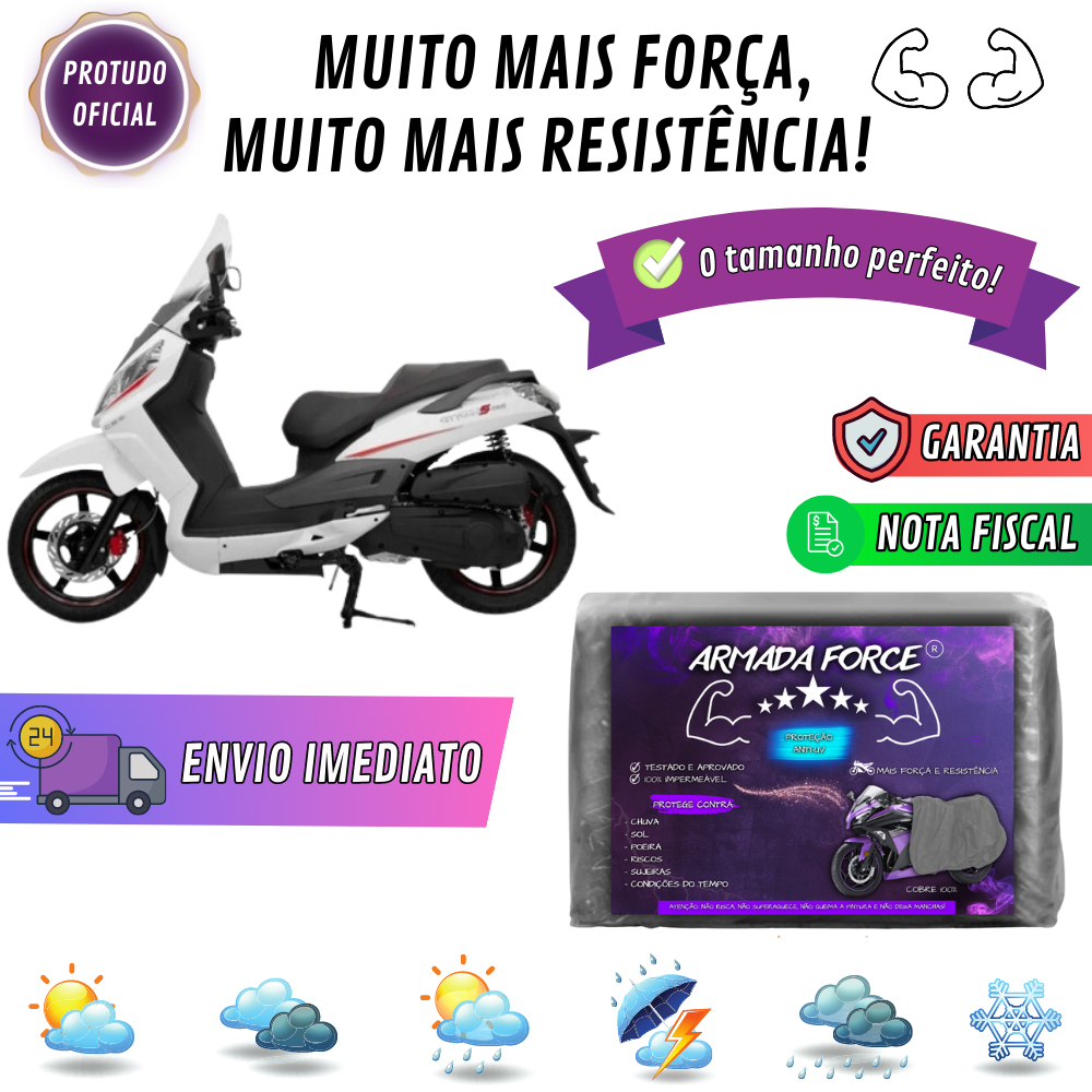 Capa Pra DAFRA CITYCOM 300i Sem Forro 100% Impermeável Armada Force Protege Sol Chuva Poeira Anti-UV