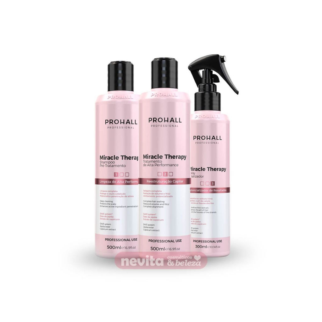 Prohall Miracle Therapy Limpeza, Realinhamento e Finalização - Kit Lançamento Prohall